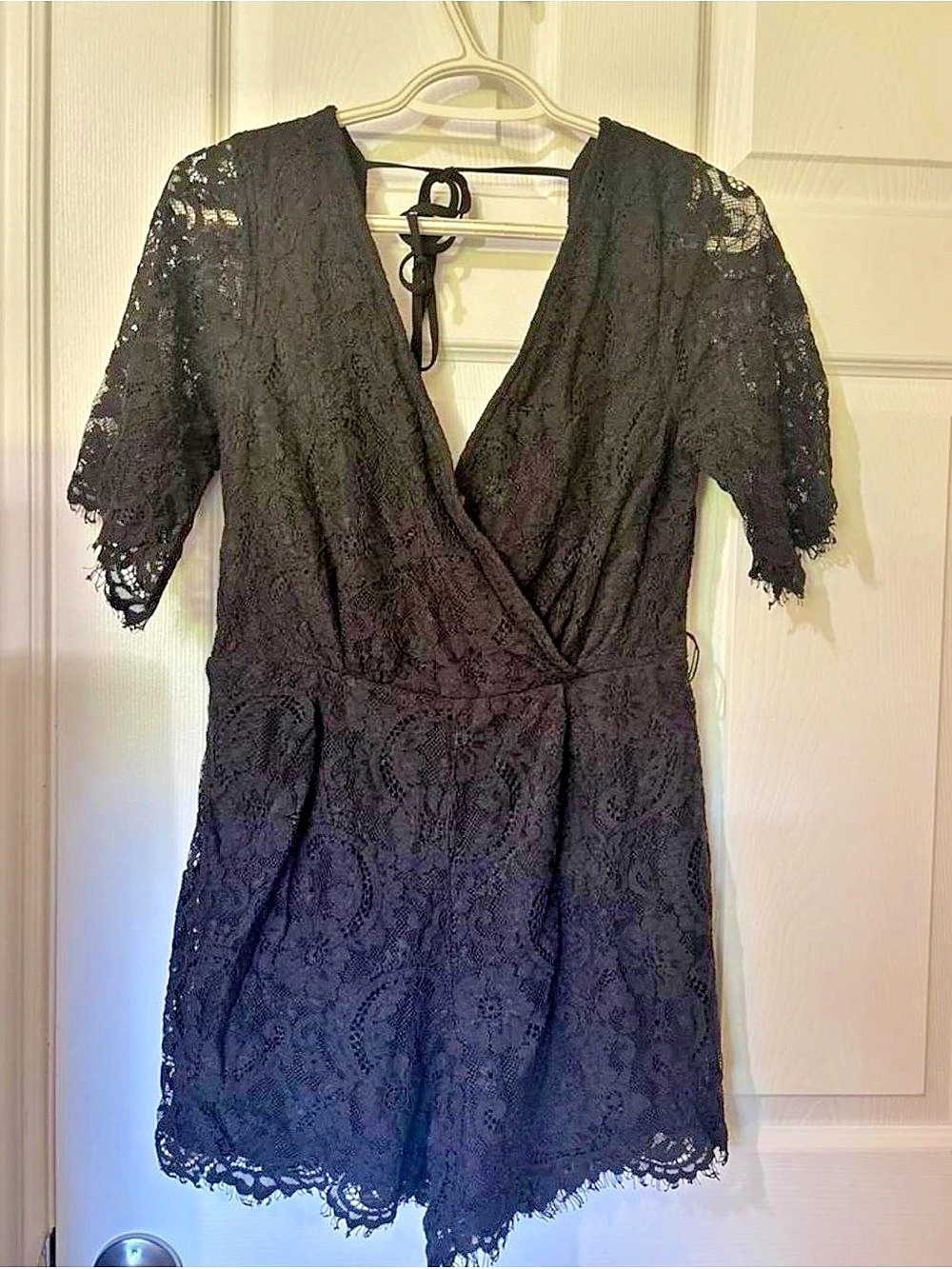 Soprano Black Lace Romper Size Large Like New